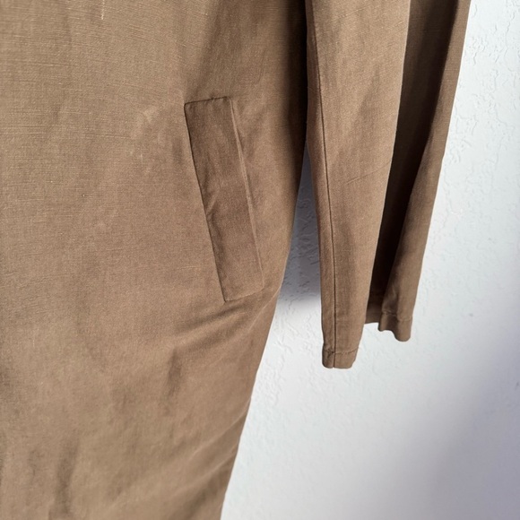 Garnet Hill Brown Draped Front Lightweight Topper Duster Trench Coat - Picture 5 of 11